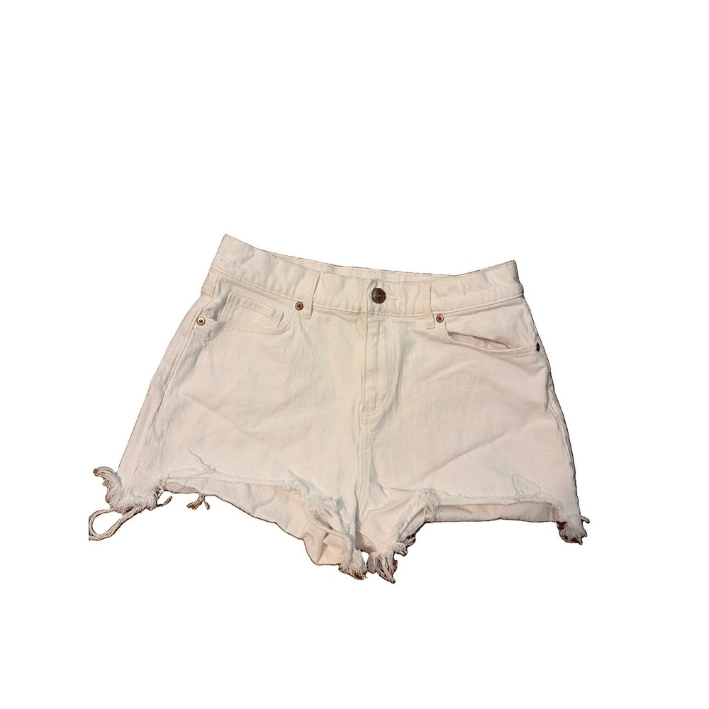 LOFT Womens White High Rise Cut Off Denim Shorts Size 27 NEW Stretch 3.5" Inseam